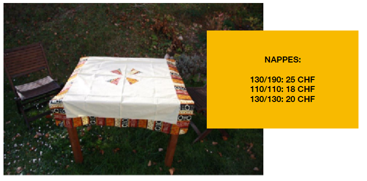 Nappes entre 18.- et 25.- francs